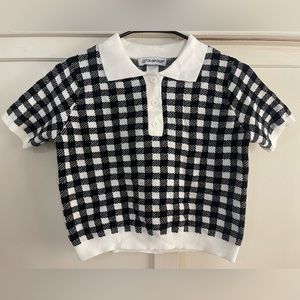 Cute collar sweater material top.